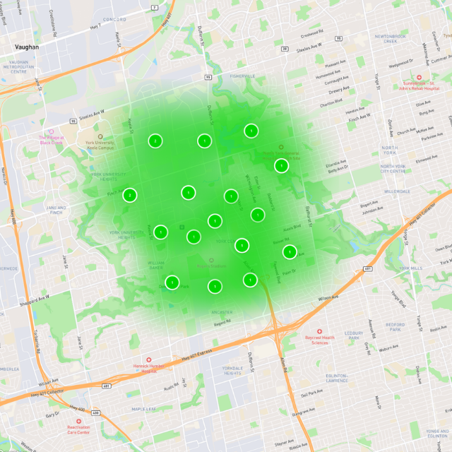 Rank map after: mostly green